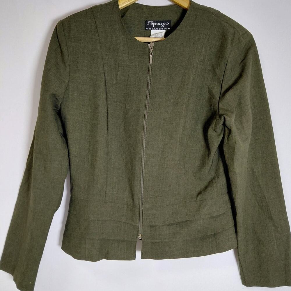Spago COLLECTION Olive Green Jacket Solid Long Sleeve Women Size 6